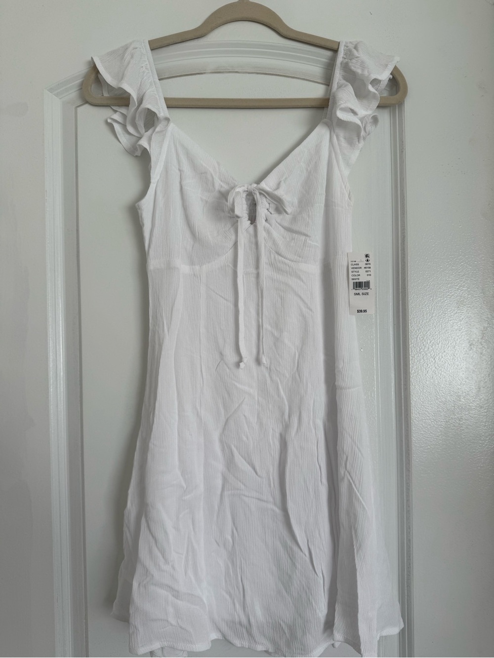 PacSun White Ruffle Strap Tie-Front Sundress
